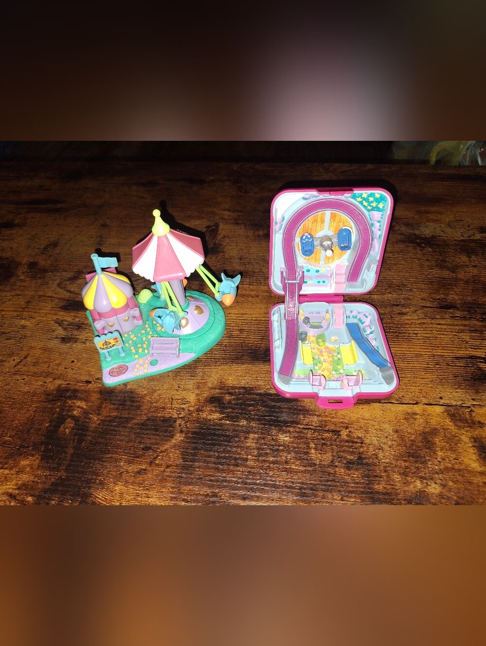 Vintage Polly Pocket Fun Fair Compact 1989 & Rocket Ride 1996 Happy Flyers